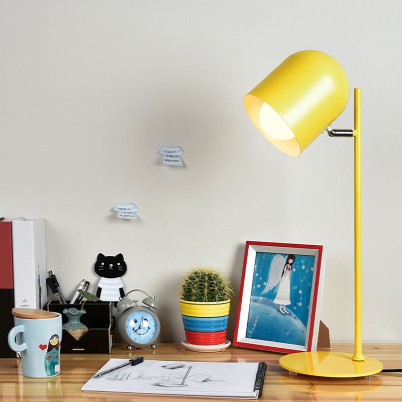 Cloche Shade Kids Room Study Lamp Aluminum 1 Head Macaron Night Table Light in Pink/Blue/Green with Pivot Joint