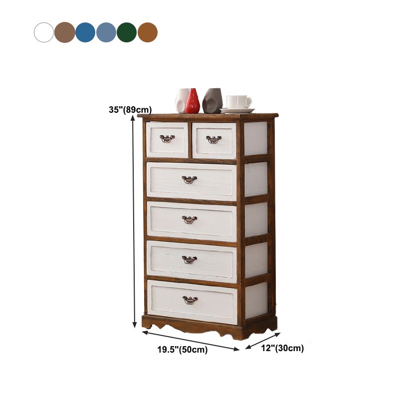 12" W Vintage Wood Lingerie Chest Vertical Storage Chest with Drawers