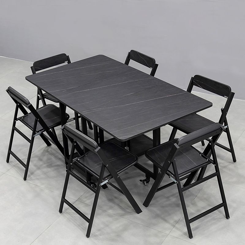 Modern 1/2/5/7 Pieces Foldable Dinette Set Black Wood Dining Table Set for Kitchen