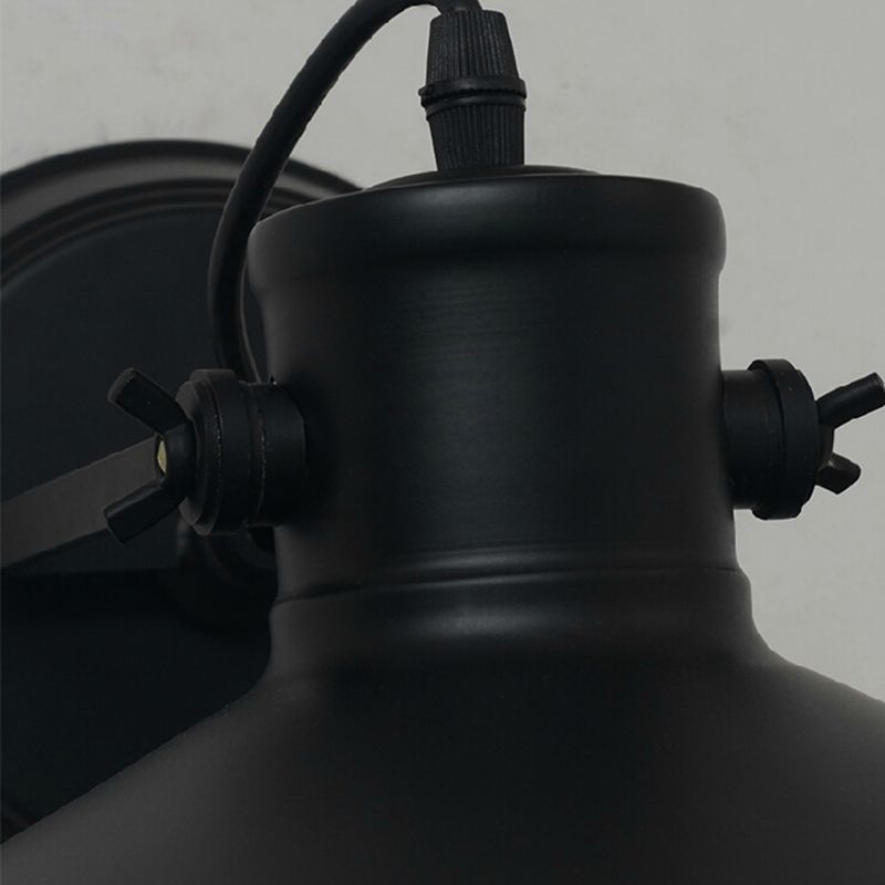 1 Light Flared Wall Mounted Light Fixture Industrial Style Metal Wall Sconce Lights in Black