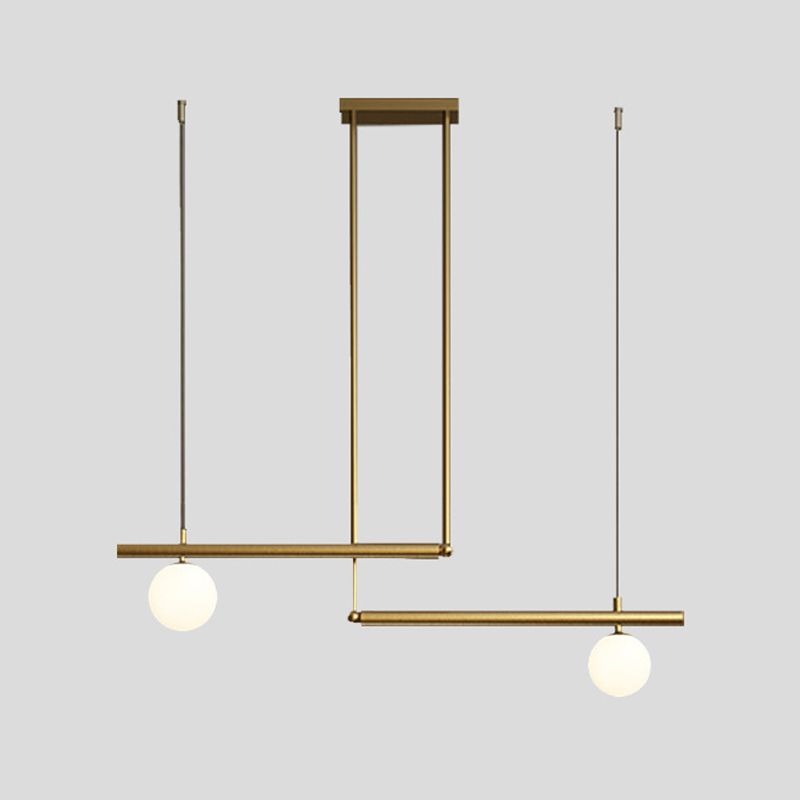 Postmodern Metal Island Light Multi Head Light con sombra de vidrio para mesa de comedor