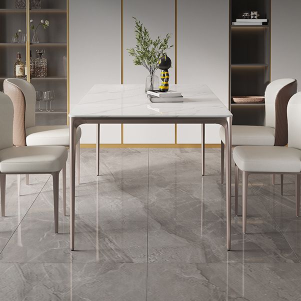 Sintered Stone Top Luxury White Table for Restaurant Rectangle Dining Table with 4 Legs