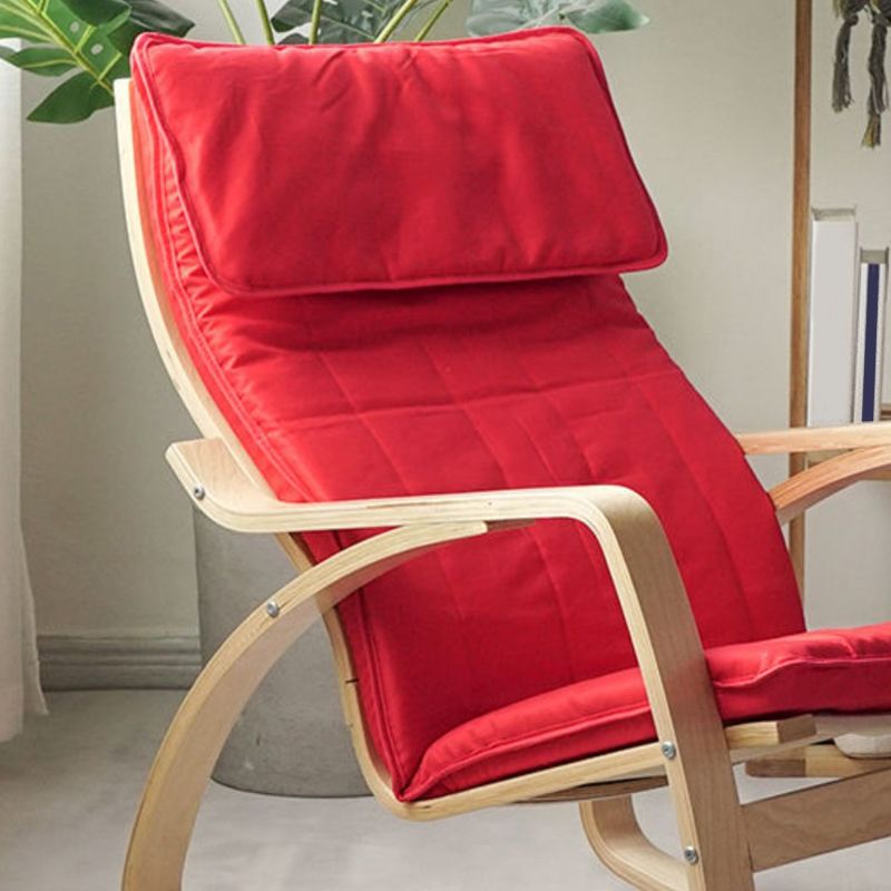 Fabric Rocking Chair Plain Wood Frame Removable Cushions Contemporary Rocking Chair