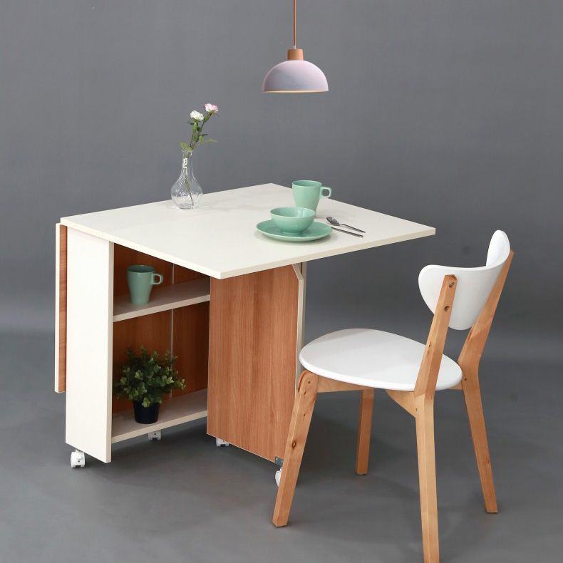Mesa de madera de madera plegable artificial Mesa rectángulo extensible con base de caballete de almacenamiento