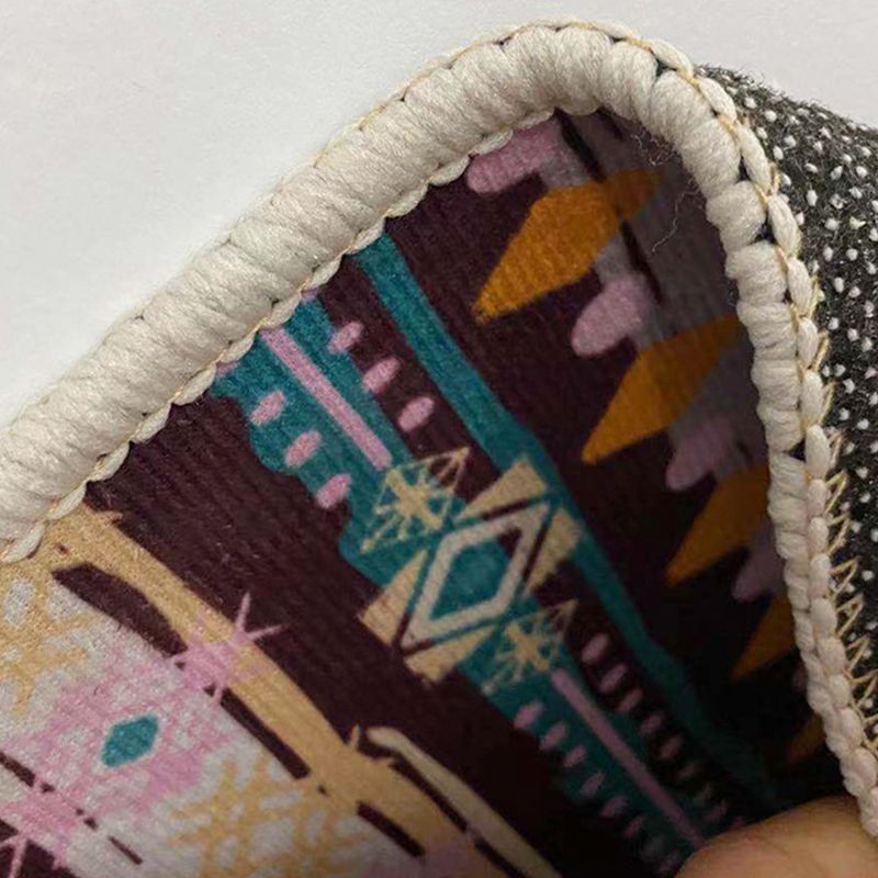 Multicolor Area Rug Retro Tribal Symbols Carpet Polyester Home Decor Rug with Anti-Slip Backing