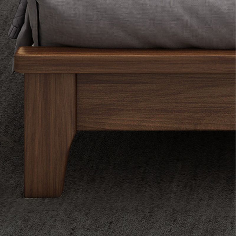 Brown 36.61" High Panel Bed with Storage Walnut Bed with Headboard