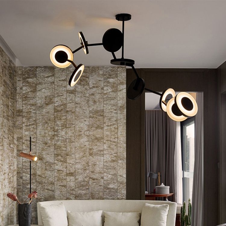 Moderne stijl metalen kroonluchter licht zwarte schotel schaduw hanglamp voor woonkamer