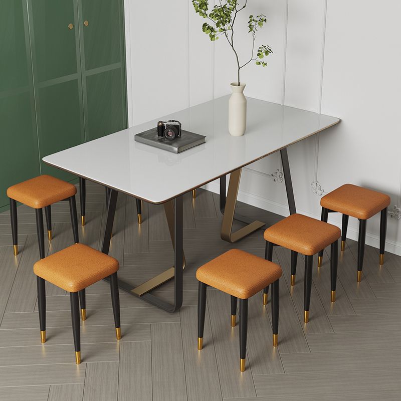 Contemporary Tear Resistant Ottaman Square Orange Velvet Standard