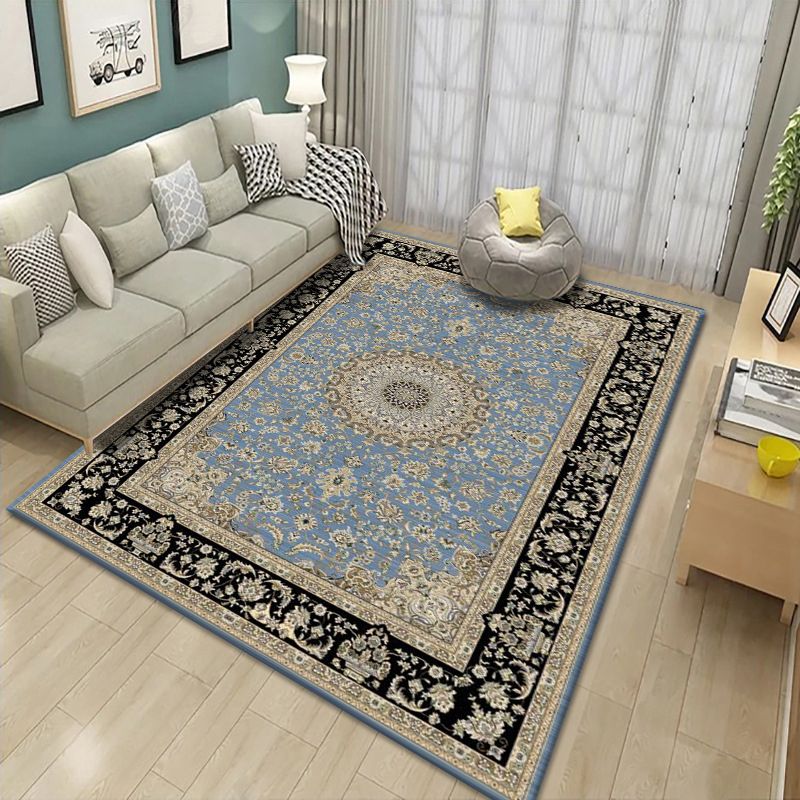 Mid-Century Modern Rug Classic Floral Printed Carpet Non-Slip Backing Carpet for Living Room