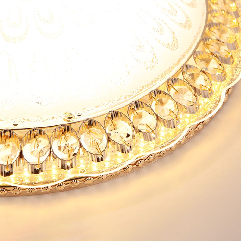 Lampade da incasso in metallo dorato Lampade da soffitto tradizionali per camera da letto con paralume in vetro