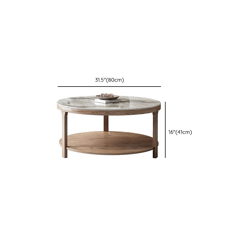 Modern Round 3 Legs Coffee Table No Distressing Coffee Table Set with Shelf