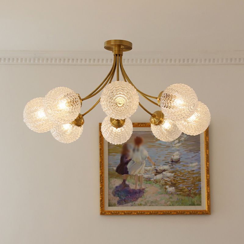 Glass Ball Shape Flush Mount Light Modern-Style Multi Lights Flush Ceiling Light in Brass
