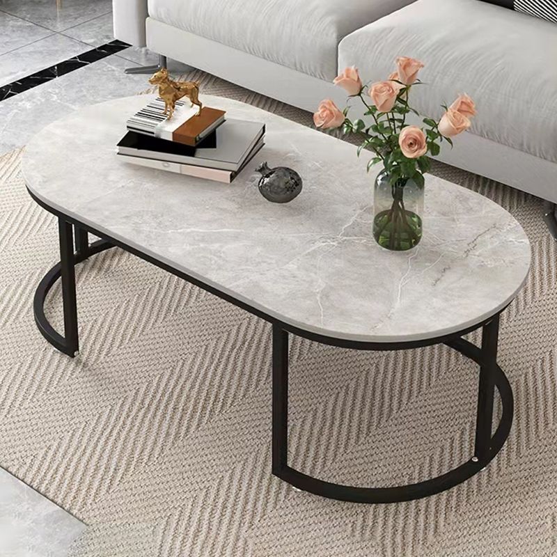 Solid Wood Coffee Table Round Minimalist Coffee Table for Living Room