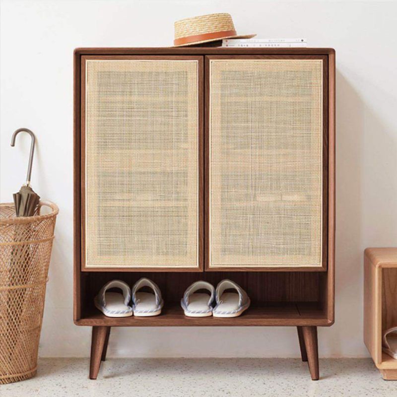 Contemporary Cabinet Rectangle Pine 2 Doors Pendant Pulls Accent Cabinet