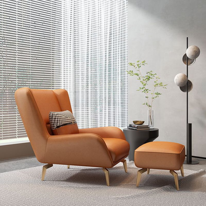 Glam Armchair Fixed Back Flared Arms Basic Four Legs Gold Base Accent Chair