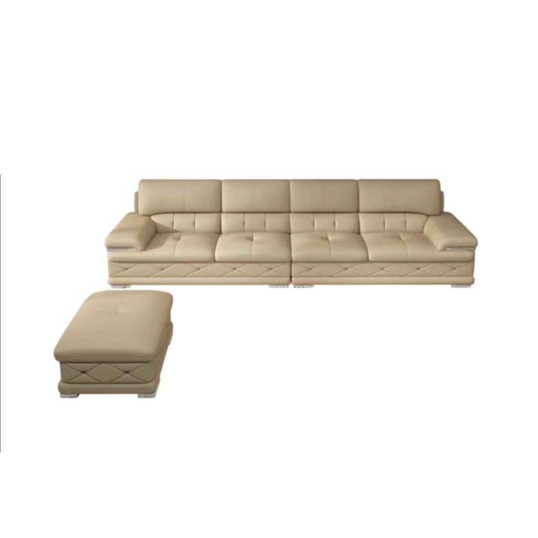 Genuine Leather Sofa & Chaise Modern Tufted Pillow Top Arm Sofa