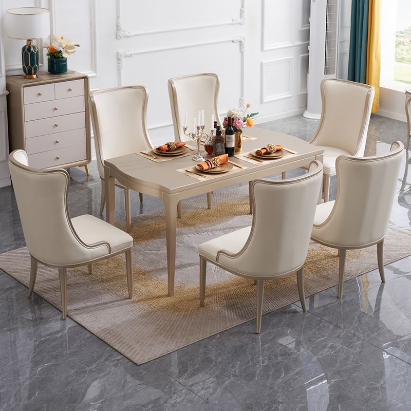 Nordic 1/2/7 Pieces Furniture Rectangle Stone Dining Table Set in White