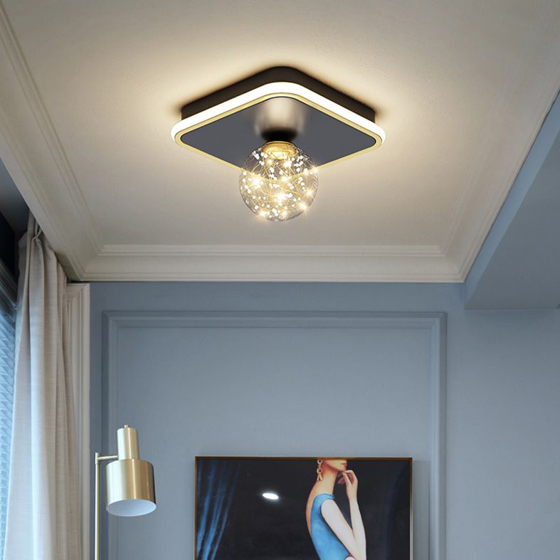 Modern Minimalist Style Globe Flush Mount Ceiling Light Fixtures Glass 2 Lights Flushmount Ceiling Lamp