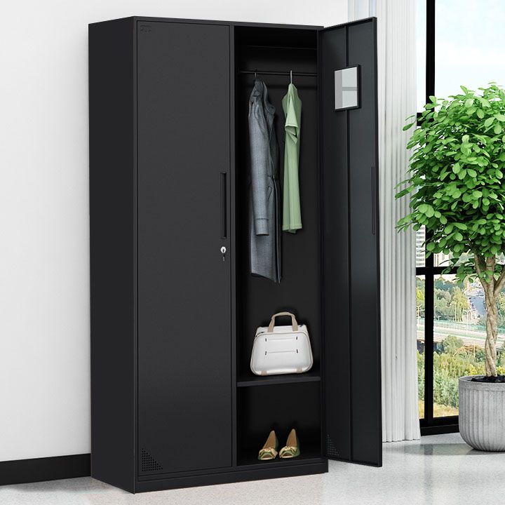 Contemporary Style Wardrobe Armoire Steel Wardrobe Closet with Lock