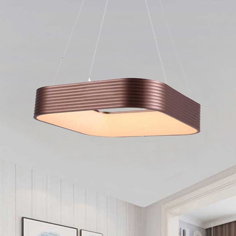 Colgante de suspensión cuadrada de oro rosa Costilización de metal LED contemporáneo Luz de techo colgante en tercera marcha, 18 "/23.5" de ancho
