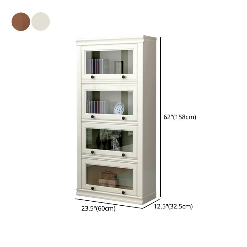 12.80"W Bookcase Contemporary Style Solid Wood Bookshelf for Home Office with Doors