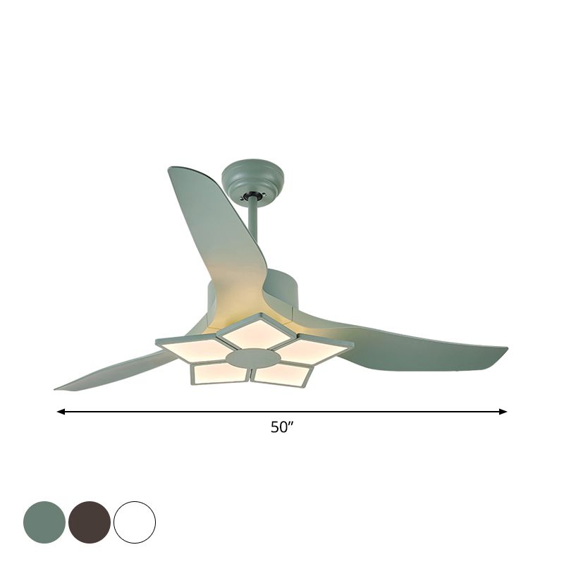 50 "breite acrylgeometrische halbflütige leichte modernistische LED -Lüfterlampe, 5 Klingen