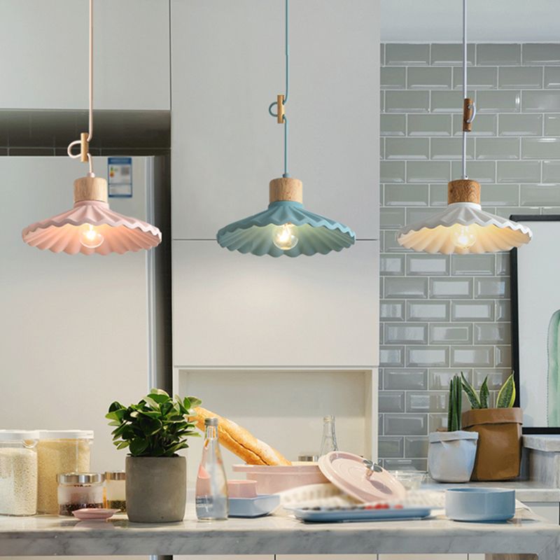 Modern Mini Colorful Pendant Light Lovely Cement Saucer Shade Single Pendant Light for Bedroom