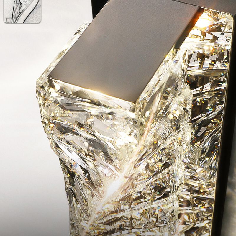 Moderner Stil Geometrischer Wandleuchten Schonconces Kristallblock 1-Licht-Leuchte in Chrom und Gold