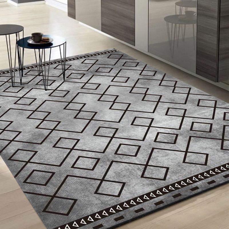 Classic Multi Color Geo Rug Polyster Glam Area Rug Non-Slip Backing Pet Friendly Carpet for Parlor