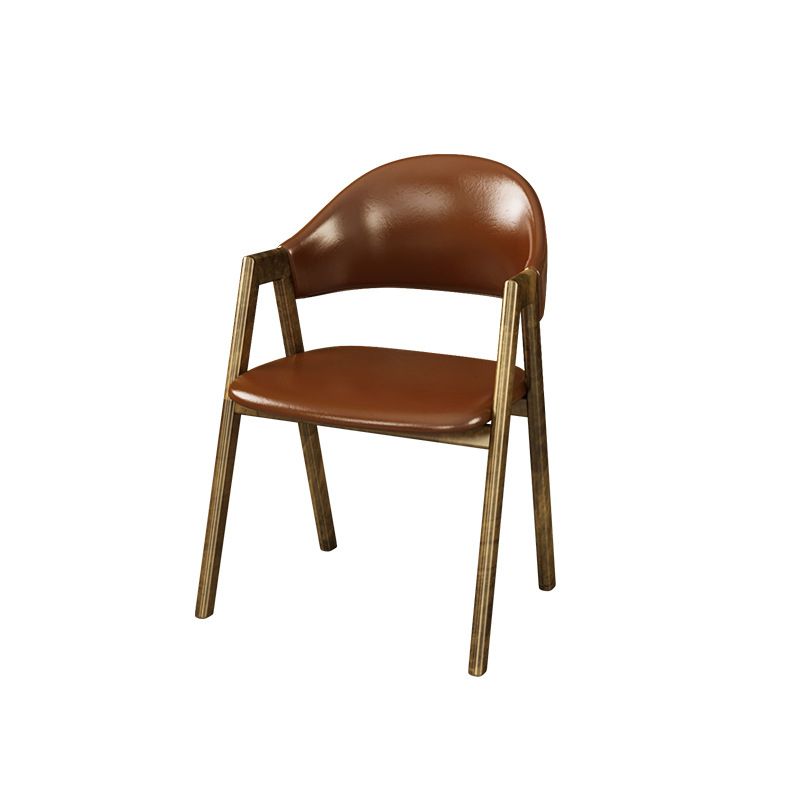 Glam Faux Leather Kitchen Dining Side Chairs Open Back Dining Side Chair