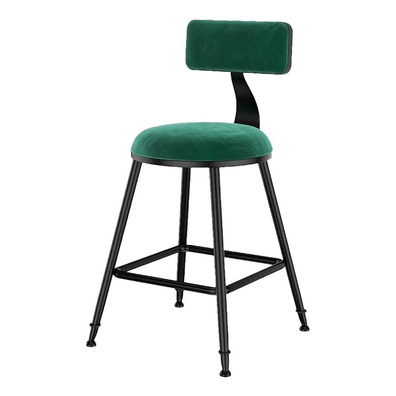 Nordic Style Velvet Barstool Indoor Black Iron 4 Legs Bar Stool for Coffee Shop