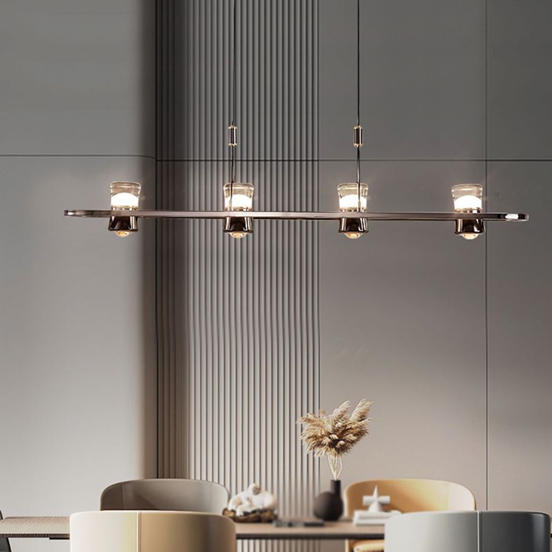 Contemporary Hanging Light Metal Island Light Fixture in Black for Dining Room