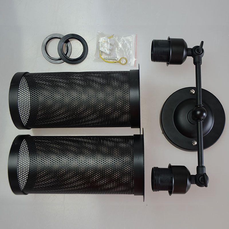 Lampe murale en mailles en fil noir