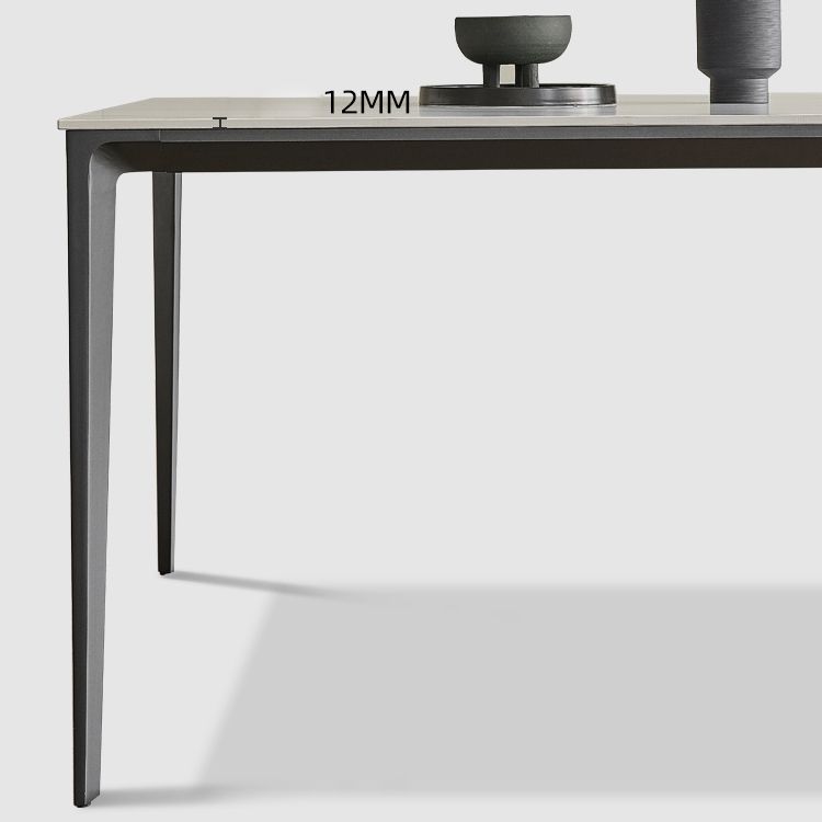 Contemporary Sintered Stone Dining Sets with Rectangle Table and Metal 4 Legs Base Dining Furniture