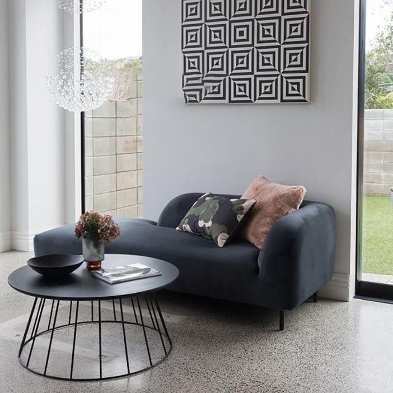Modern Living Room Velvet Chaise Upholstered Chaise Lounge with Wooden Base