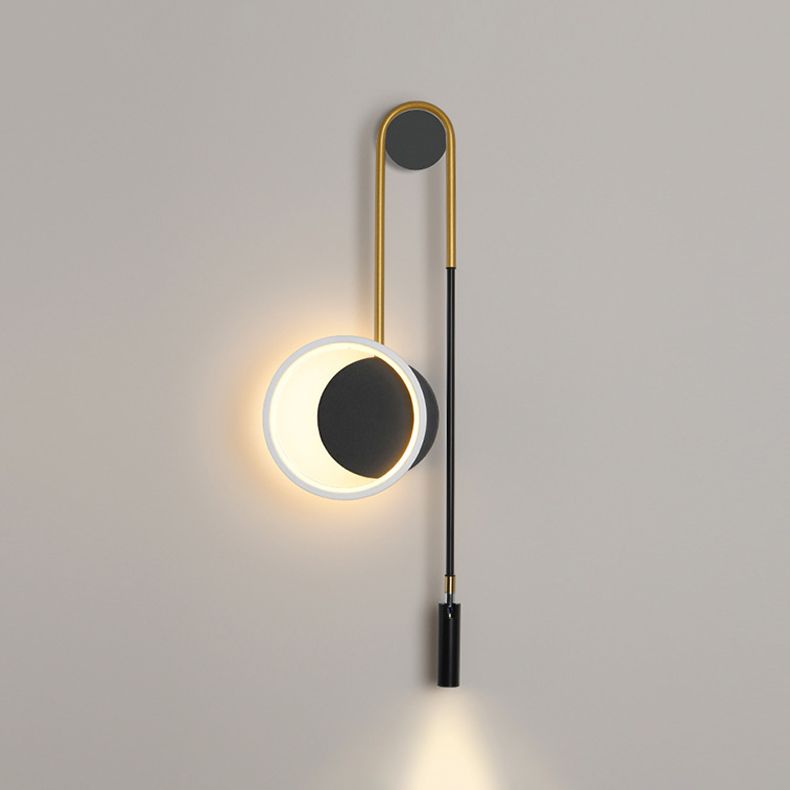 Circle Wall Sconce Lights Lampada da parete moderna Metal 2 Prontoni con pareti leggeri in bianco e nero