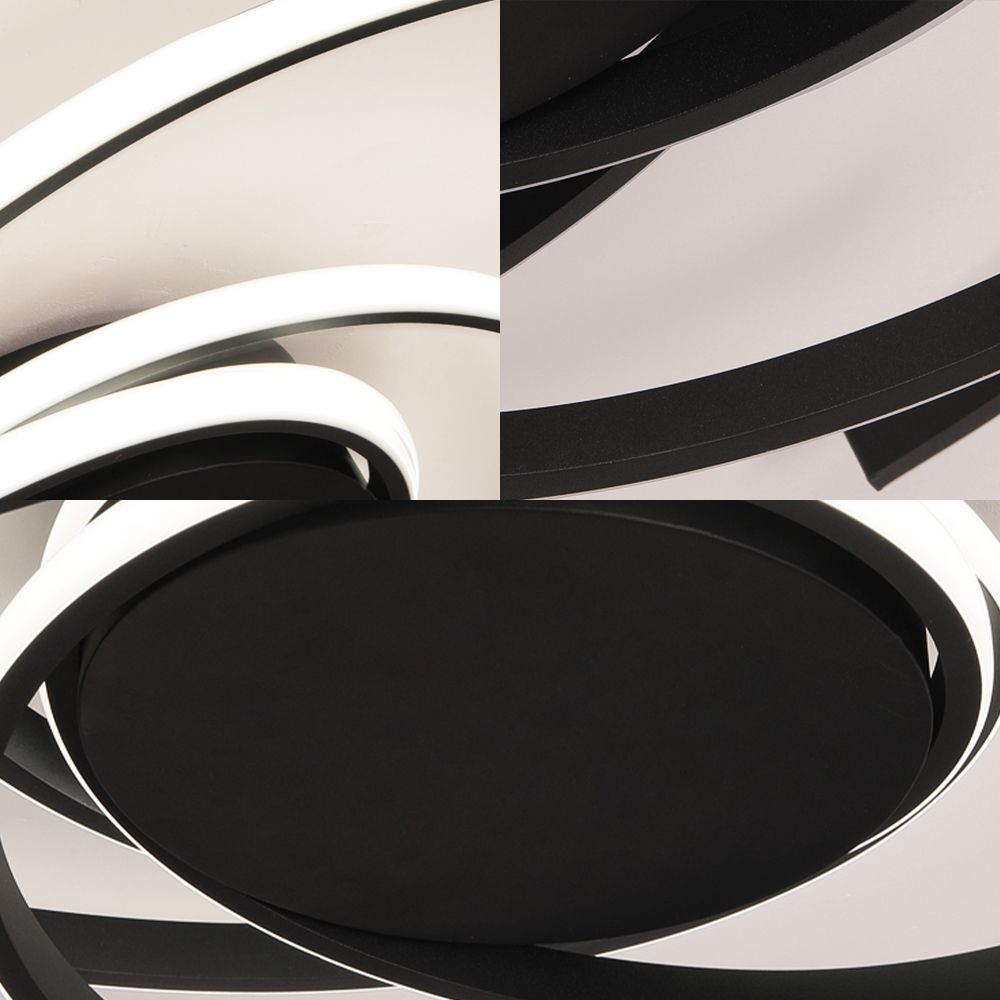 22"/29.5" Wide Twisted Flush Mount Light Contemporary Acrylic Led White/Black Flush Mount Ceiling Lamp in White/Warm Light