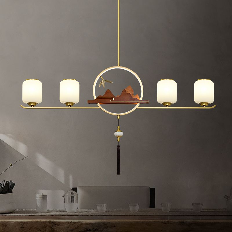 Modern Cylinder Island Lighting Fixtures Glass Pendant Lights