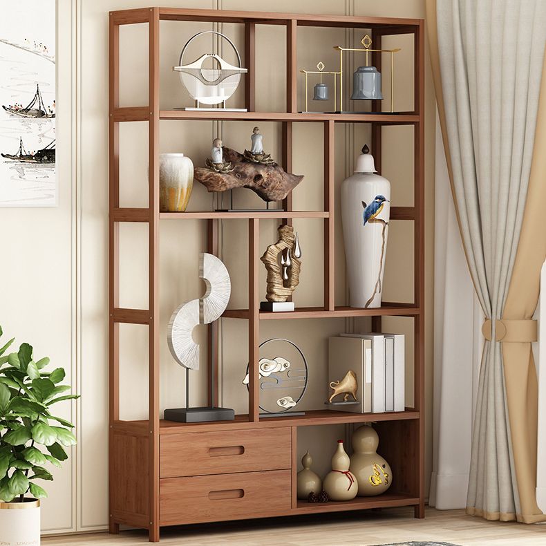 Etagere Shelf Bookcase Brown Vertical Bookshelf for Home Office