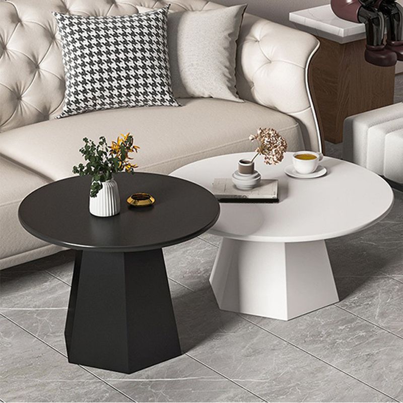 Pedestal 1/2 Black/White Coffee Table Metal Round Cocktail Table