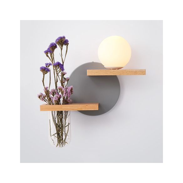 Beige piccola casa da parete 1 luce leggera adorabile luce di legno con scaffale per la camera da letto dei bambini