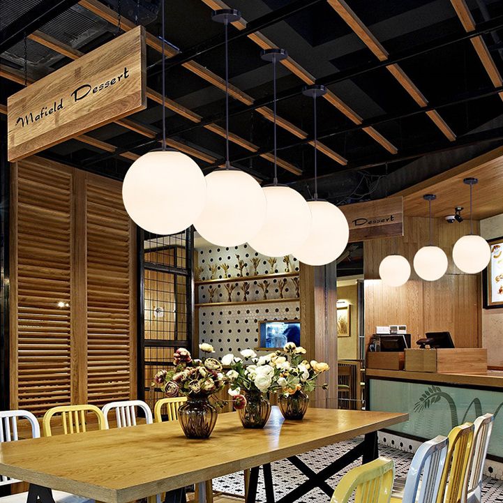 Moderna sfera di design minimalista lampada sospesa Opal Glass Glass Glass 1 Luce Light Light