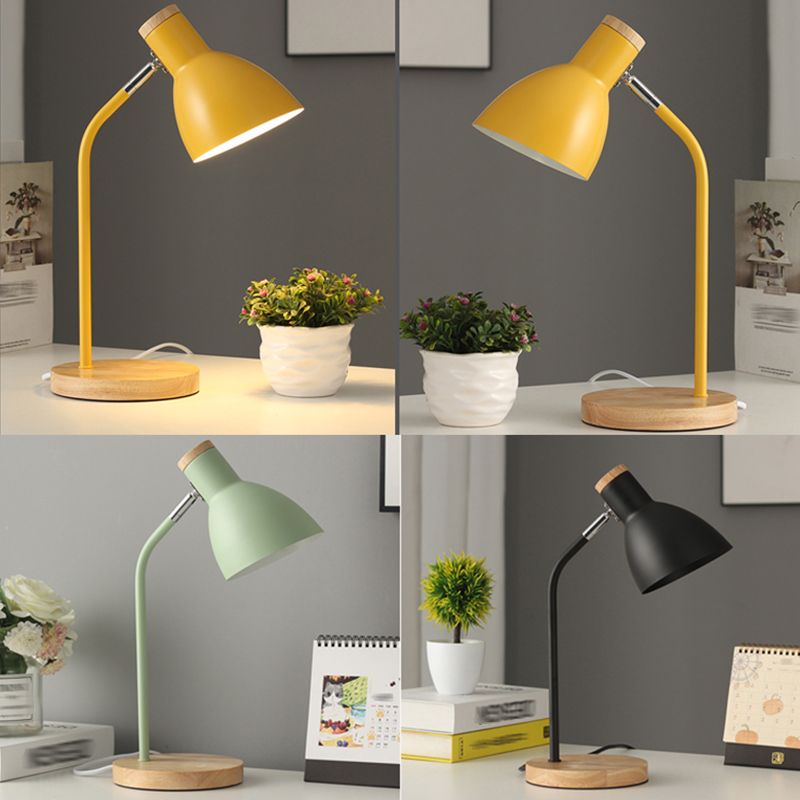 Macaron Simplicity Cone Table Lamp Metallic Nightstand Lamp for Bedroom