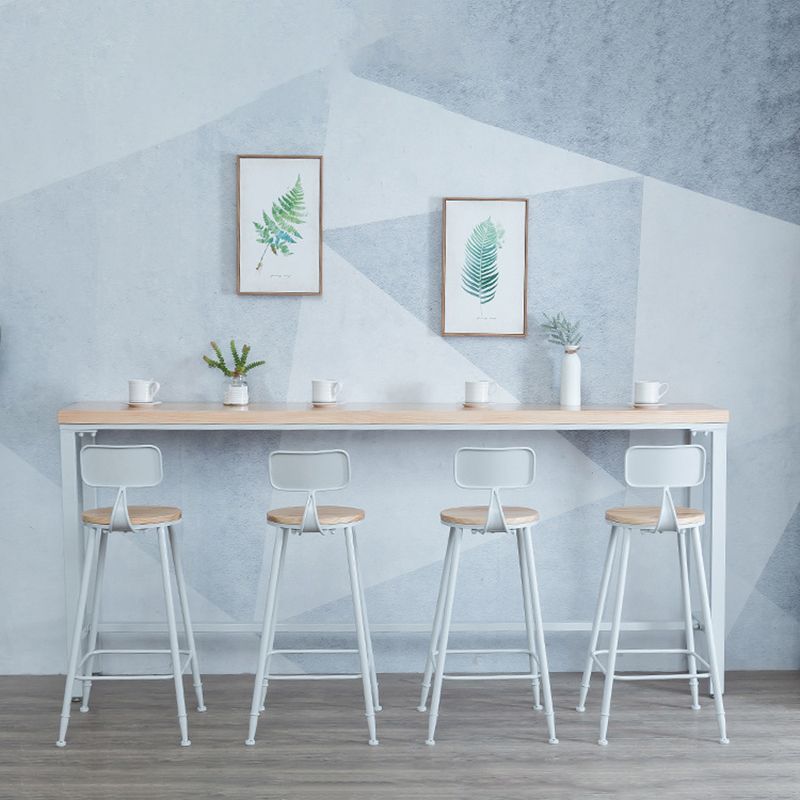 1/5 Pieces Industrial Rectangle Bar Table Set Wooden Counter Table with High Stools