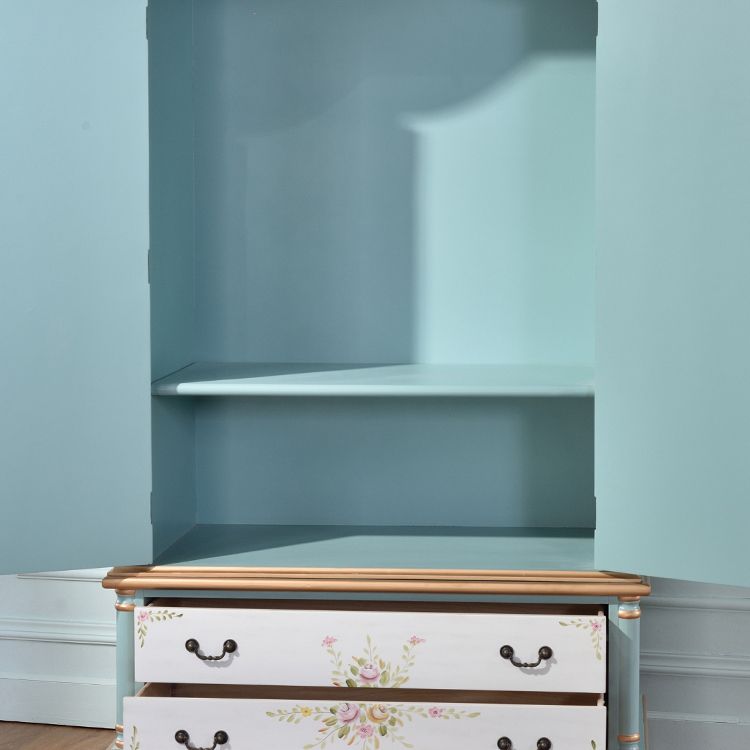 Matte Finish Wood Cabinet with Garment Rod Coastal Storage Cabinet with Hinged Doors