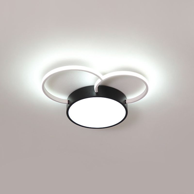 Round vicino all'illuminazione del soffitto modernismo in metallo camera da letto a LED lampada montato in bianco in bianco, 16 "/19.5" /23,5 "