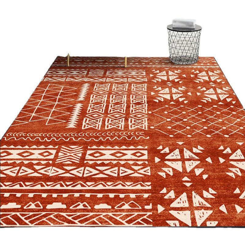 Beige Modern Rug Polyester Pattern Rug Non-Slip Backing Rug for Living Room