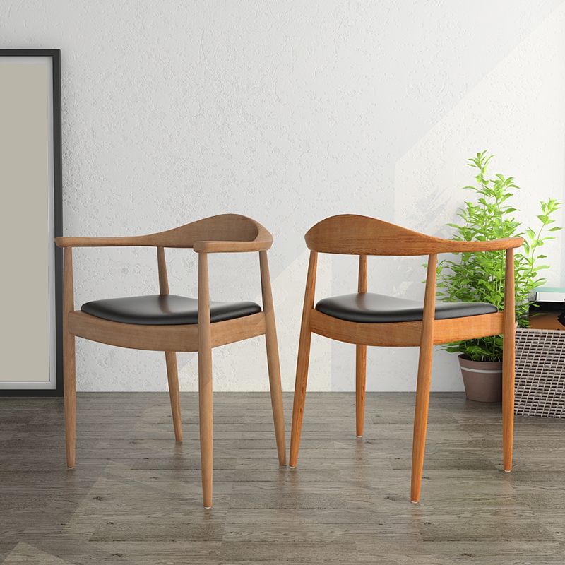 Glam Upholstered Arm Chair Open Back Solid Wood Dining Chair