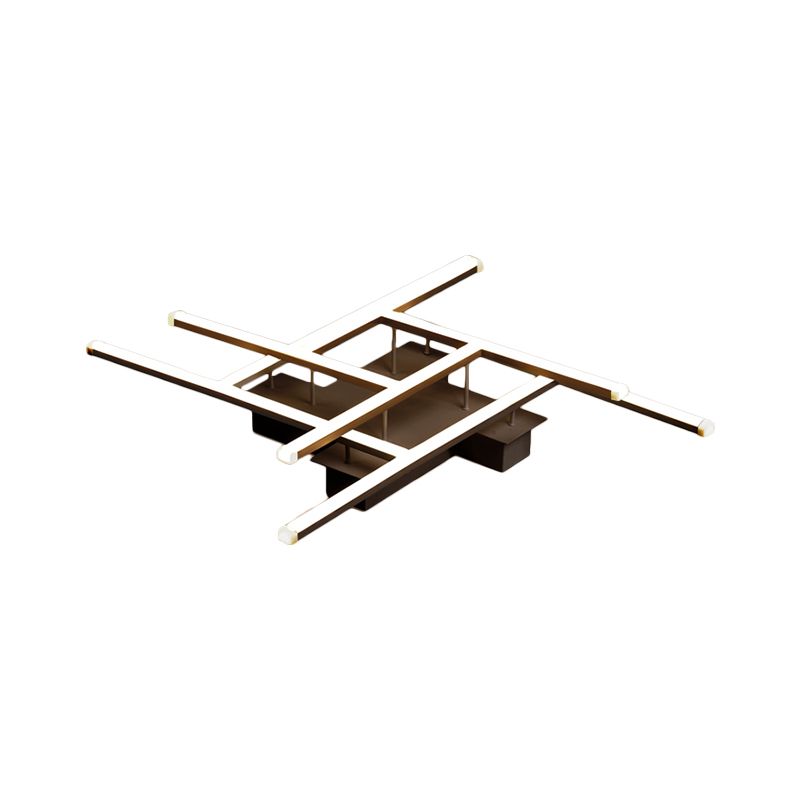 Novelty Modern Crisscrossed Semi Flush Acrylic Bedroom LED Close to Ceiling Light in Black