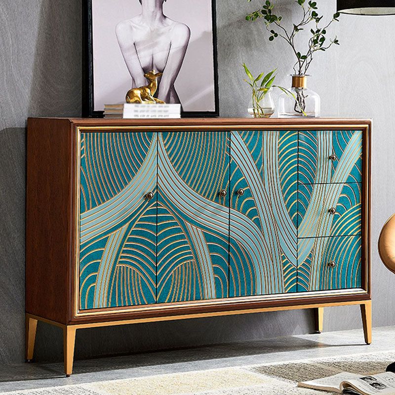 Luxurious Buffet Table Gold Frame Multi Drawer Dining Table for Living Room